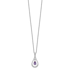 Sentimental Expressions Sterling Silver Rhodium-plated June CZ Stone Never Forget Tear 18in Birthstone Necklace