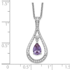 Sentimental Expressions Sterling Silver Rhodium-plated June CZ Stone Never Forget Tear 18in Birthstone Necklace