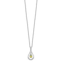 Sentimental Expressions Sterling Silver Rhodium-plated Aug. CZ Stone Never Forget Tear 18in Birthstone Necklace