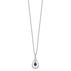 Sentimental Expressions Sterling Silver Rhodium-plated Sept. Lab-created Sapphire Never Forget Tear 18in Necklace