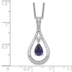 Sentimental Expressions Sterling Silver Rhodium-plated Sept. Lab-created Sapphire Never Forget Tear 18in Necklace