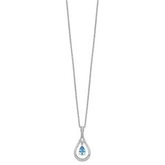 Sentimental Expressions Sterling Silver Rhodium-plated Dec. CZ Stone Never Forget Tear 18 Inch Birthstone Necklace