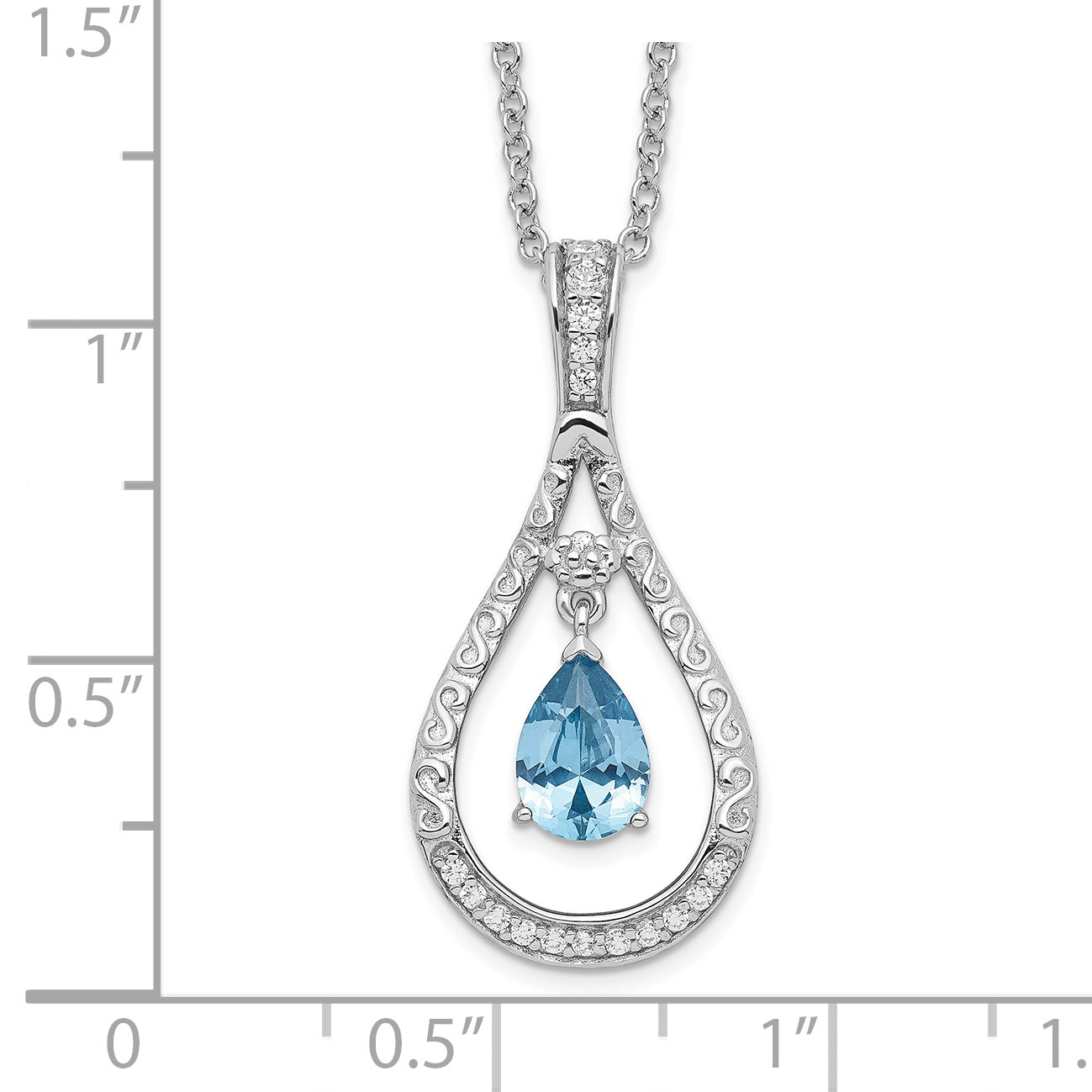 Sentimental Expressions Sterling Silver Rhodium-plated Dec. CZ Stone Never Forget Tear 18 Inch Birthstone Necklace