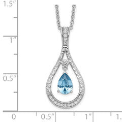 Sentimental Expressions Sterling Silver Rhodium-plated Dec. CZ Stone Never Forget Tear 18 Inch Birthstone Necklace