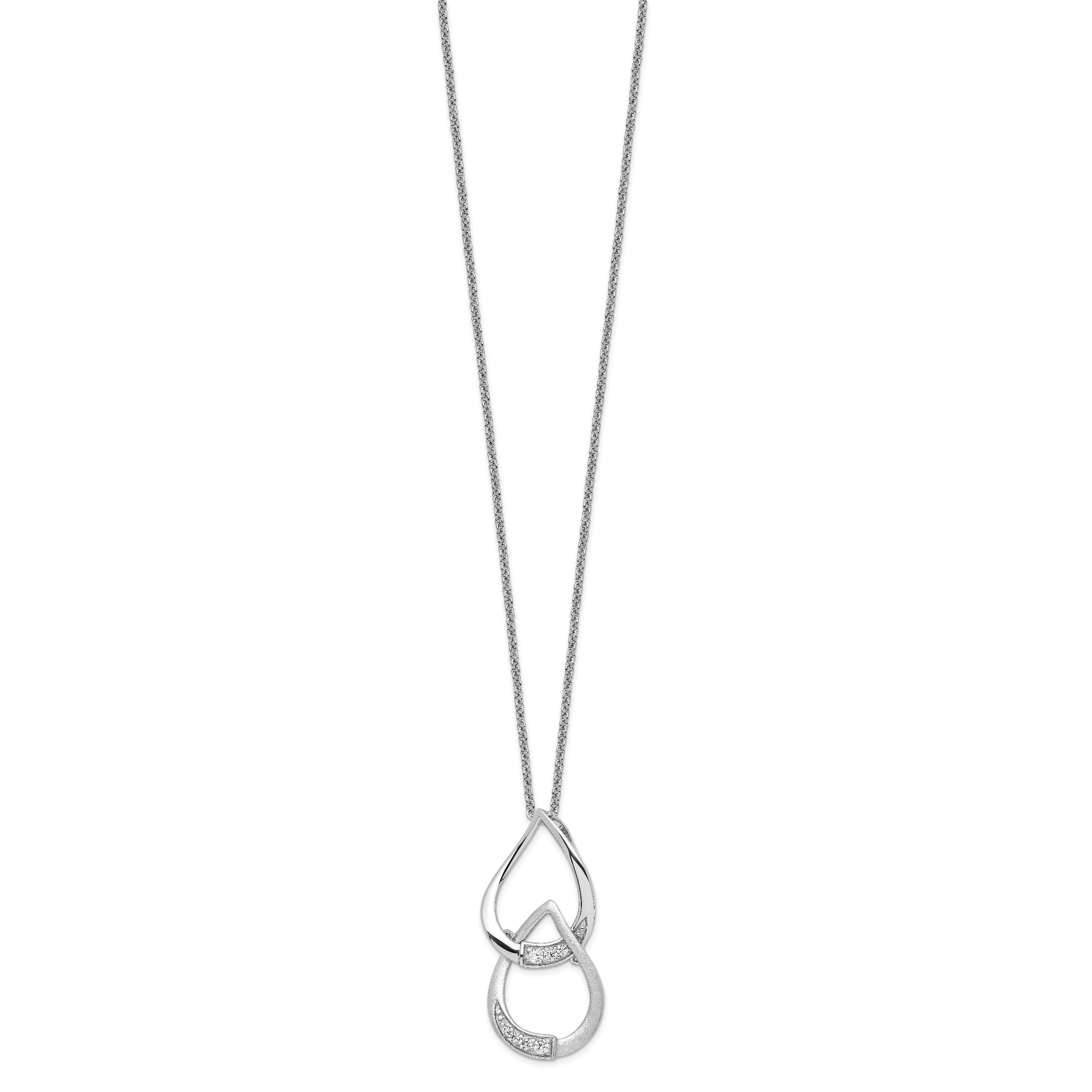 Sentimental Expressions Sterling Silver Rhodium-plated CZ Tears to Share 18in Necklace