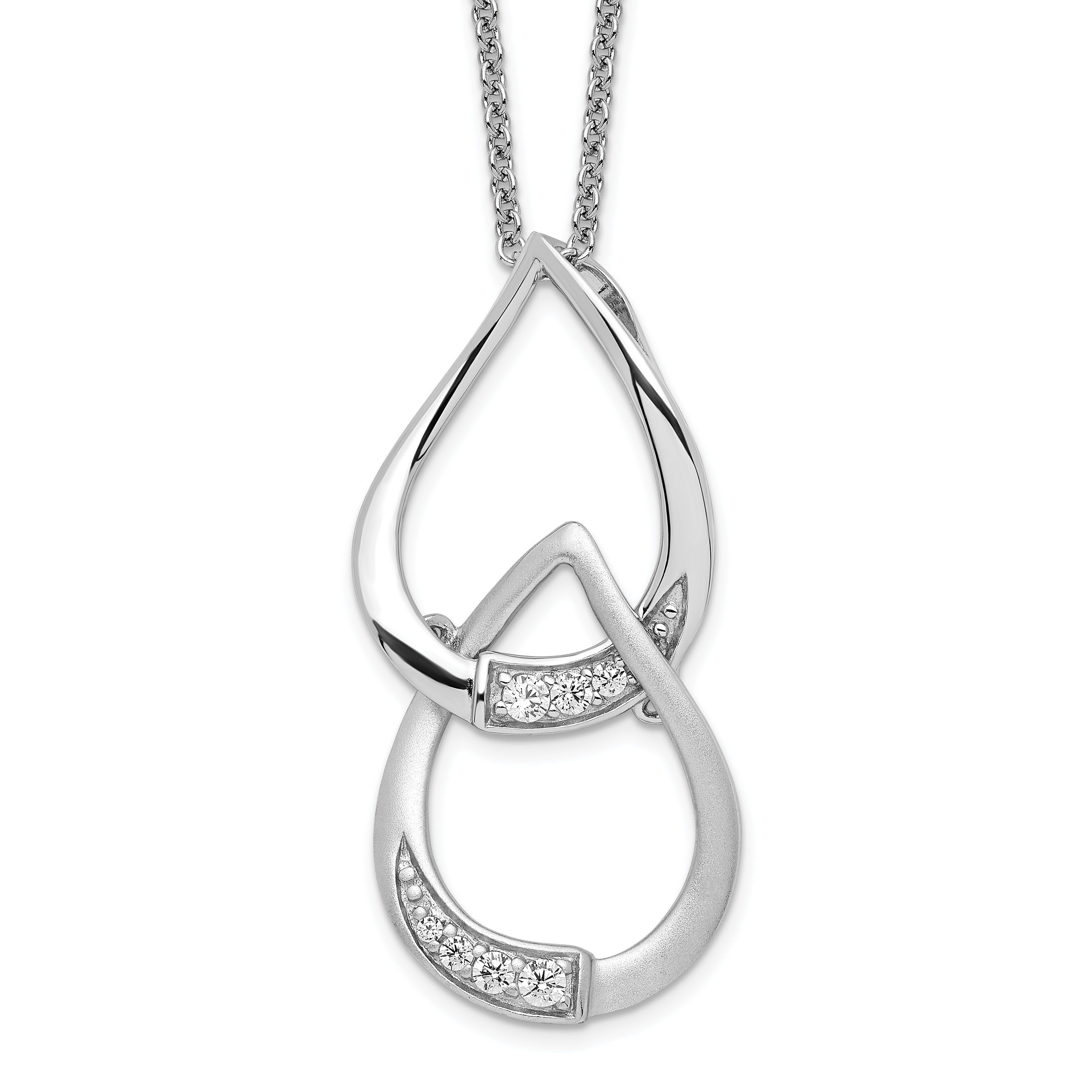 Sentimental Expressions Sterling Silver Rhodium-plated CZ Tears to Share 18in Necklace