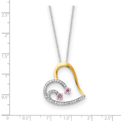 Sterling Silver & Gold-plated CZ Forever By Your Side 18in Necklace