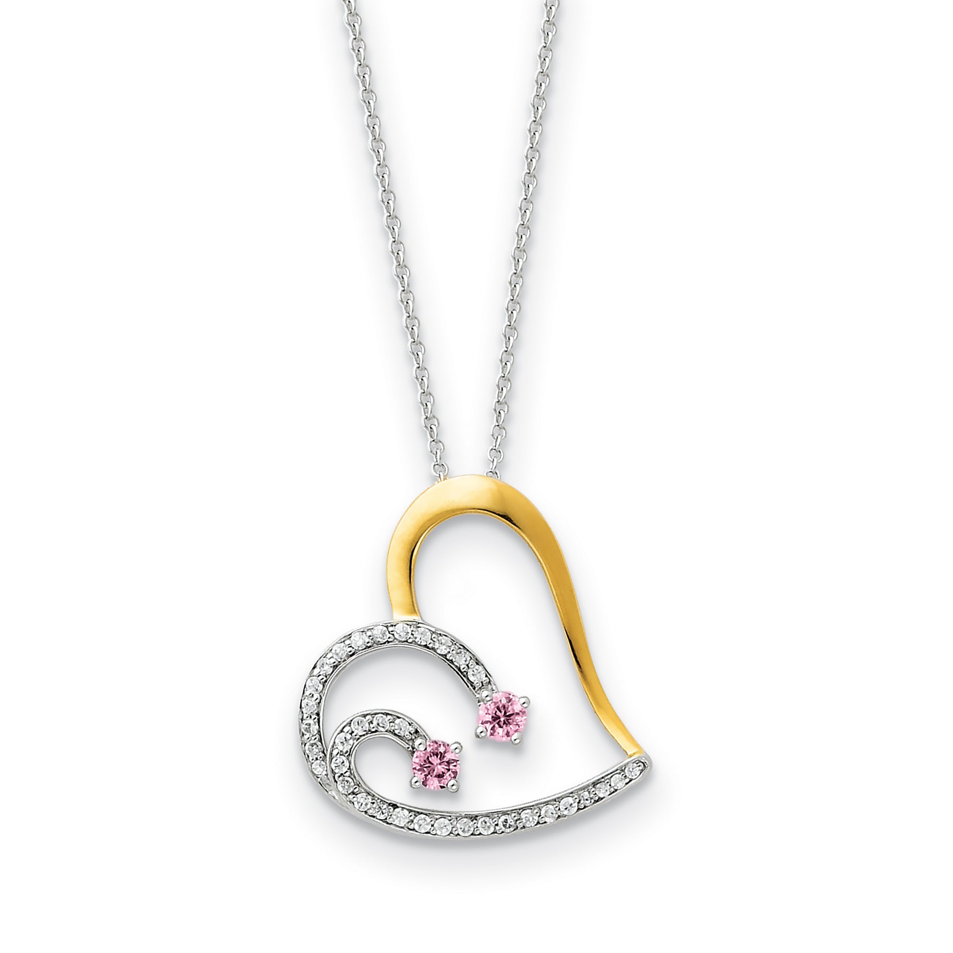 Sterling Silver & Gold-plated CZ Forever By Your Side 18in Necklace