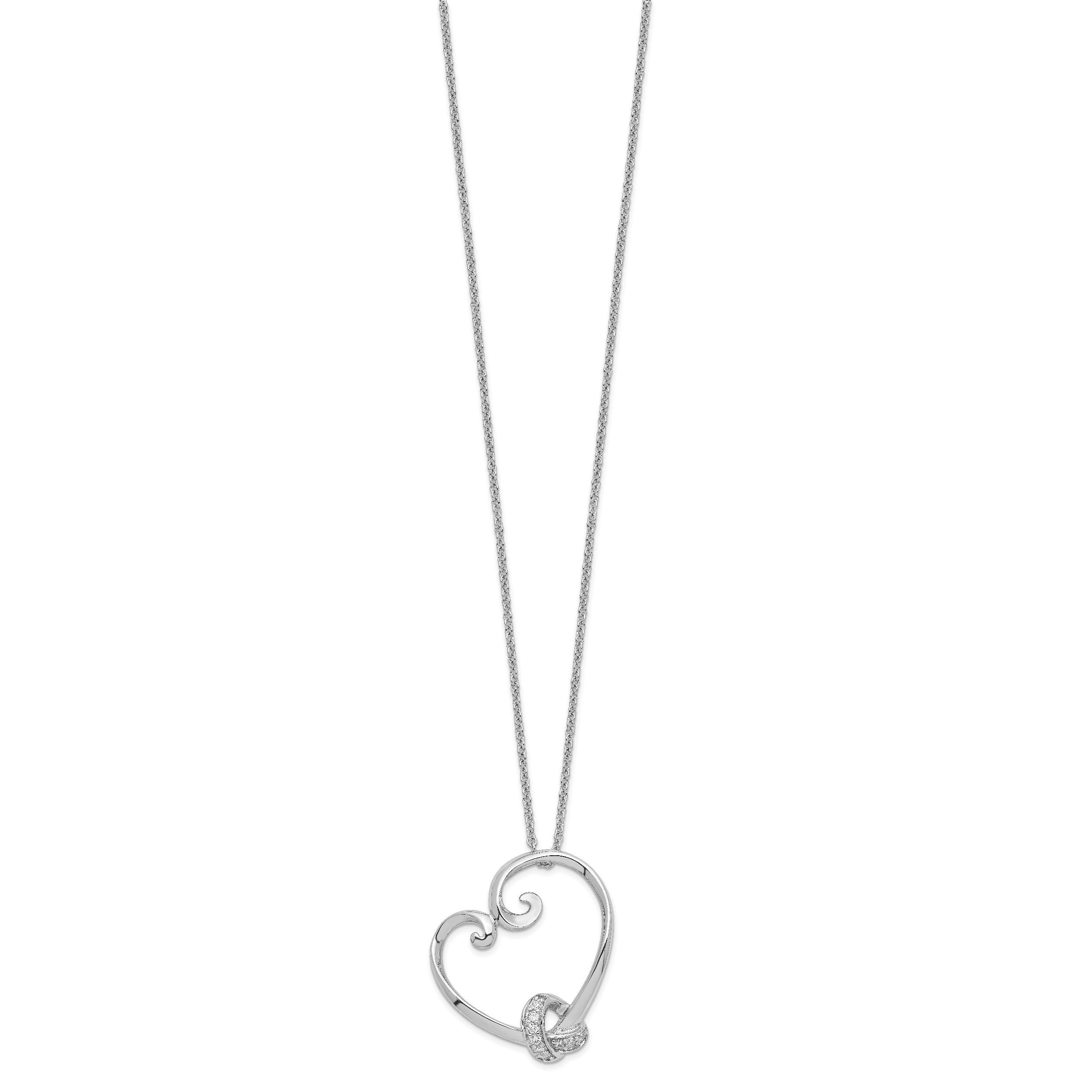 Sentimental Expressions Sterling Silver Rhodium-plated CZ Love knots 18in Heart Necklace