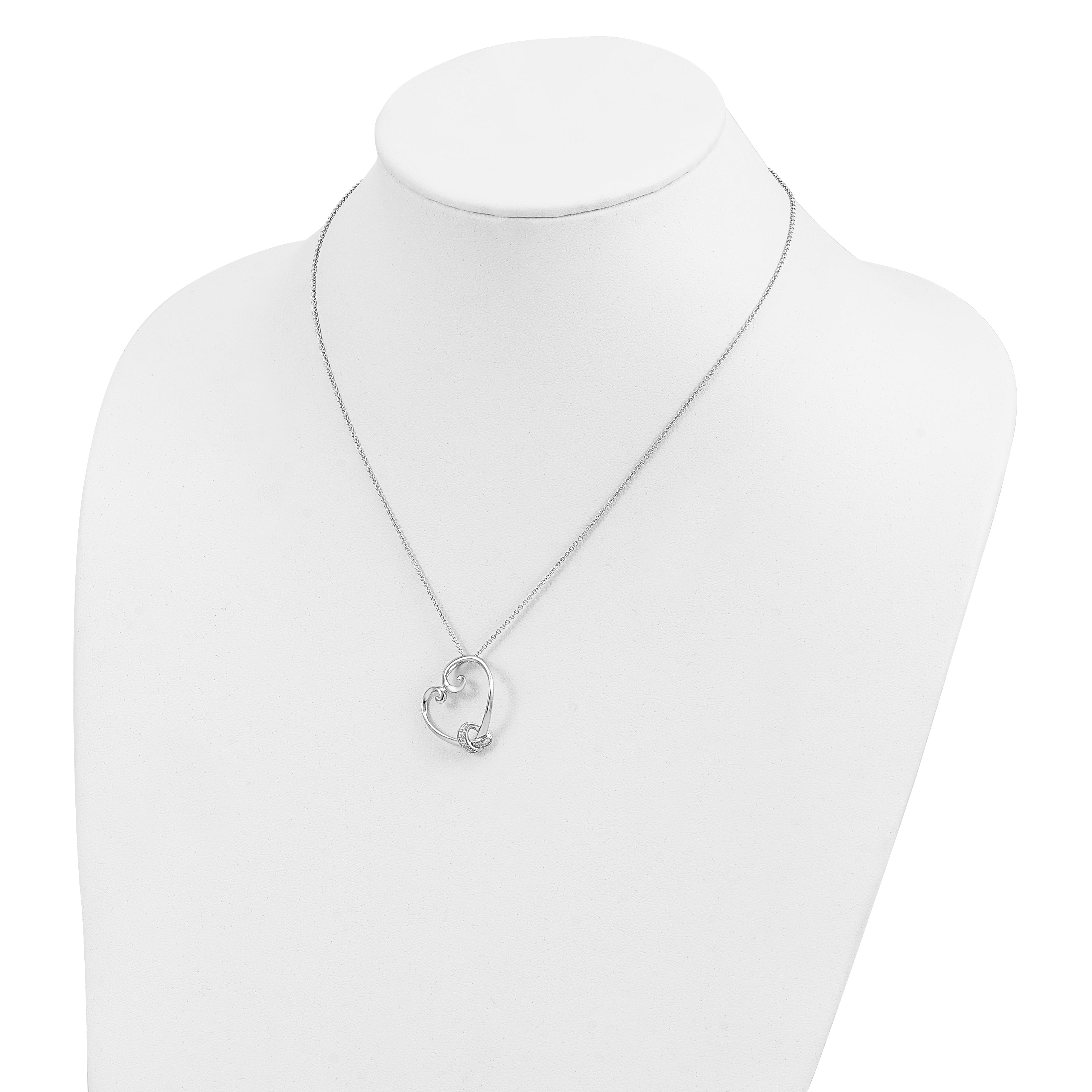 Sentimental Expressions Sterling Silver Rhodium-plated CZ Love knots 18in Heart Necklace