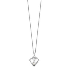 Sentimental Expressions Sterling Silver Rhodium-plated Antiqued Two Hearts, One Love 18in Heart Necklace