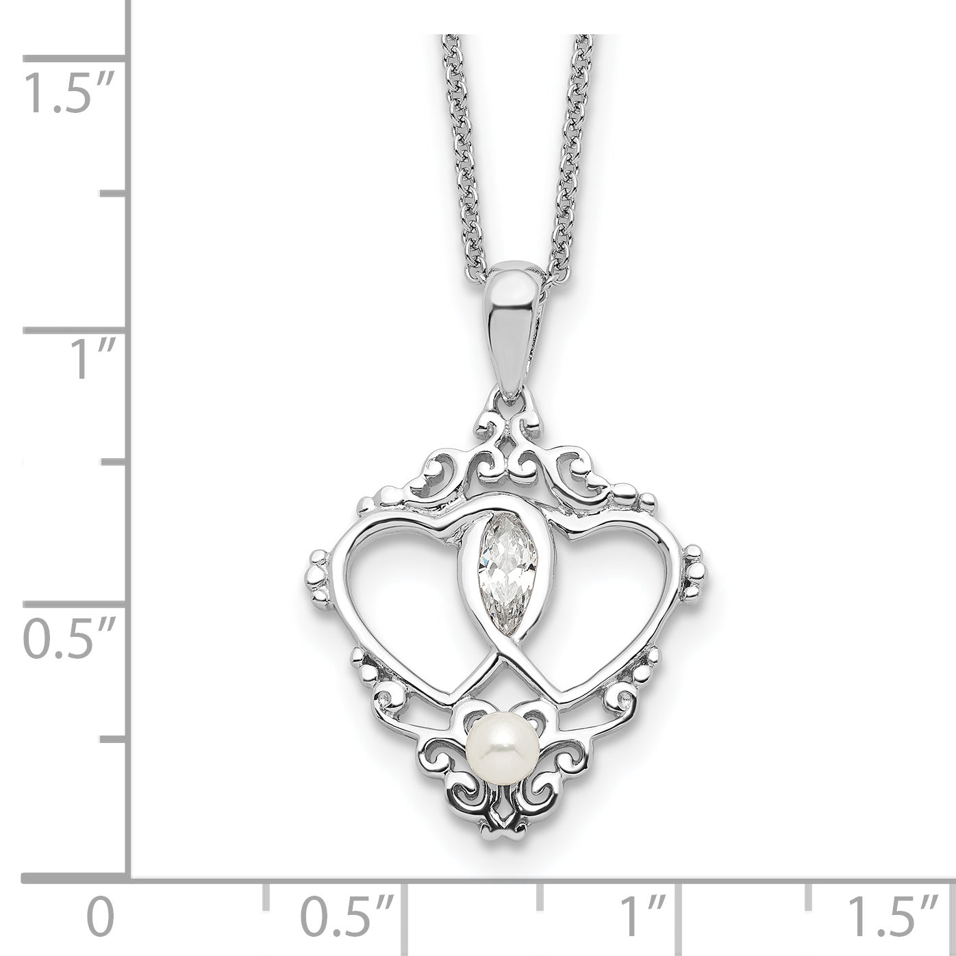 Sentimental Expressions Sterling Silver Rhodium-plated Antiqued Two Hearts, One Love 18in Heart Necklace