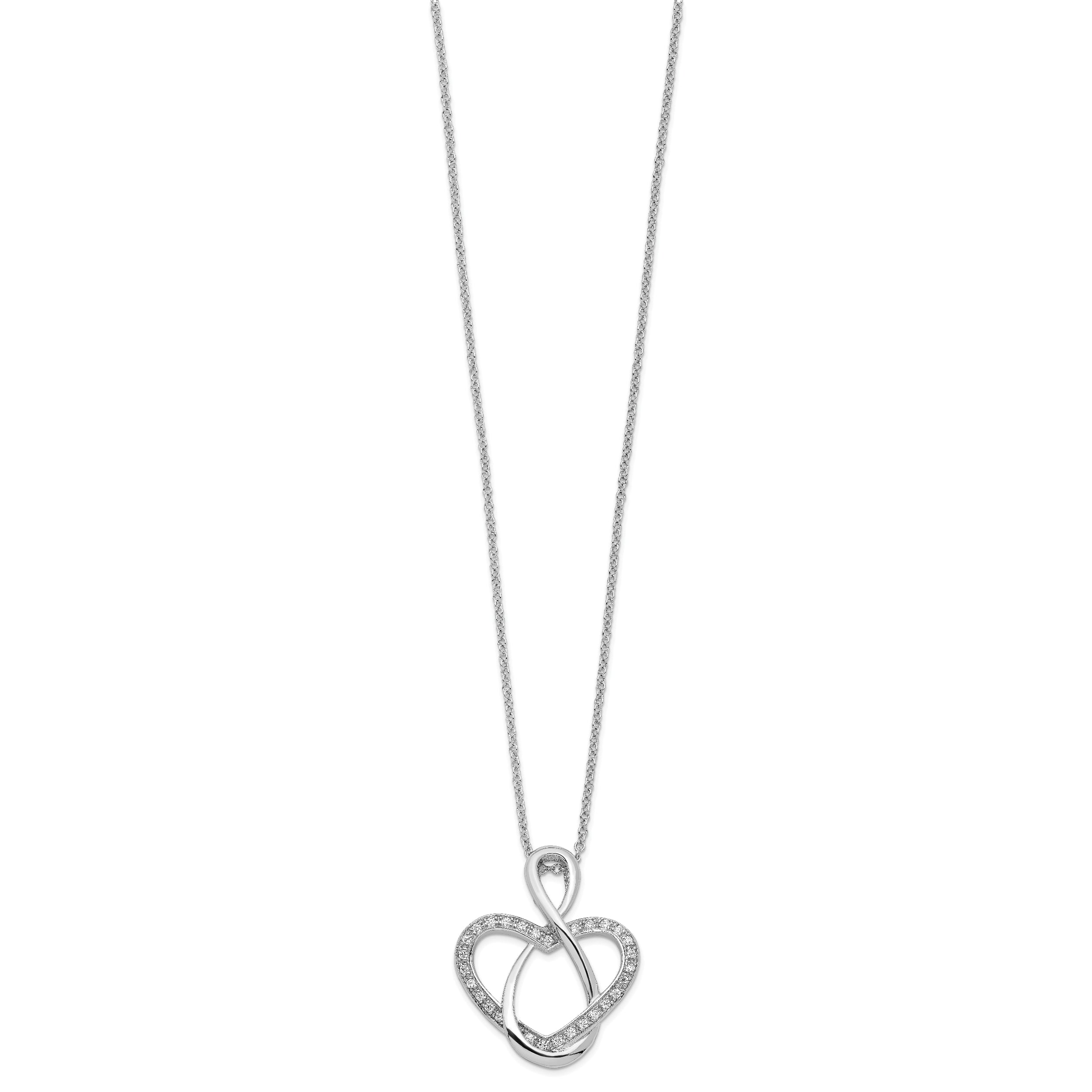 Sentimental Expressions Sterling Silver Rhodium-plated CZ Lifetime Friend 18in Necklace