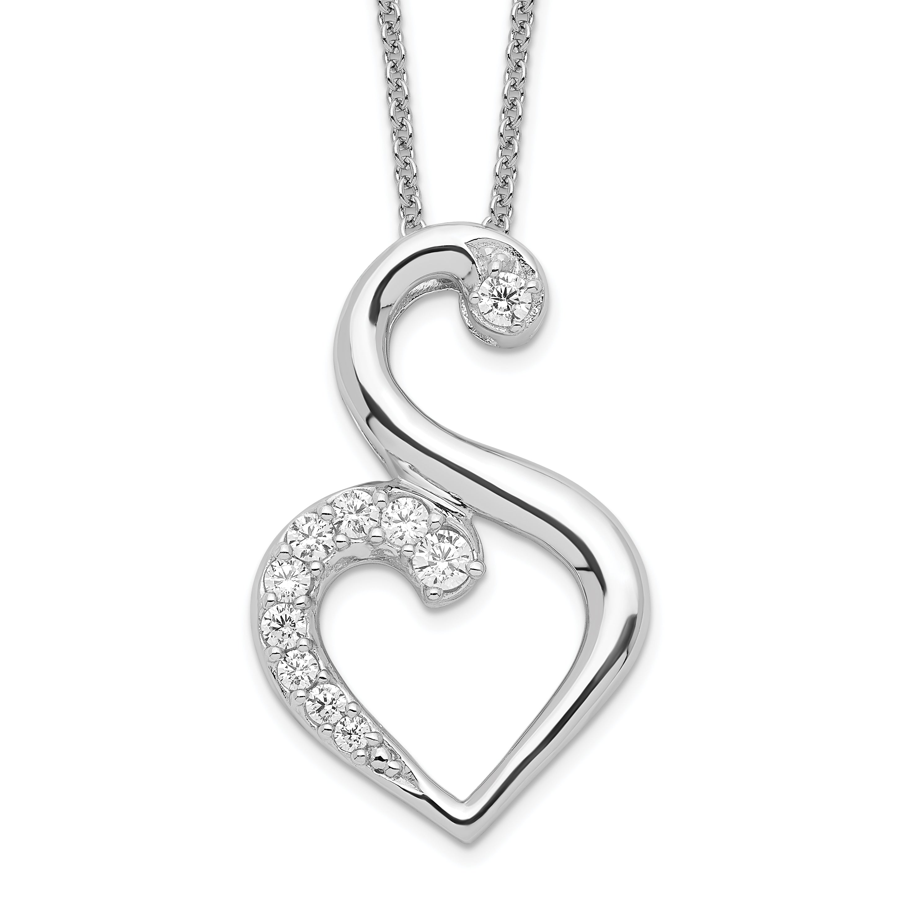 Sentimental Expressions Sterling Silver Rhodium-plated CZ Journey of Friendship 18in Necklace