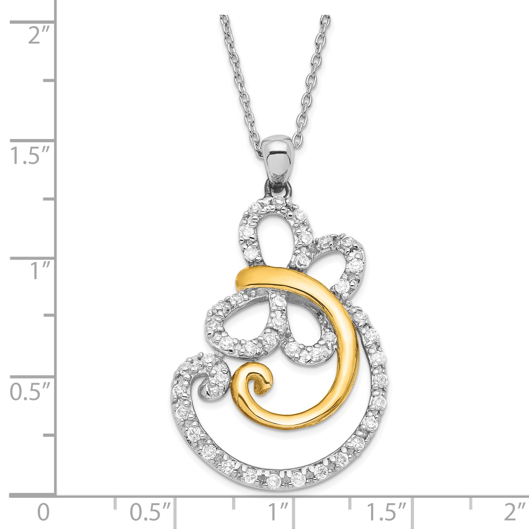 Sentimental Expressions Sterling Silver & Gold-plated Polished CZ Carefree Butterfly Necklace