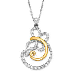 Sentimental Expressions Sterling Silver & Gold-plated Polished CZ Carefree Butterfly Necklace