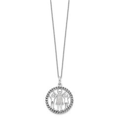 Sentimental Expressions Sterling Silver Rhodium-plated Antiqued Knitted Together By Love 18in Necklace