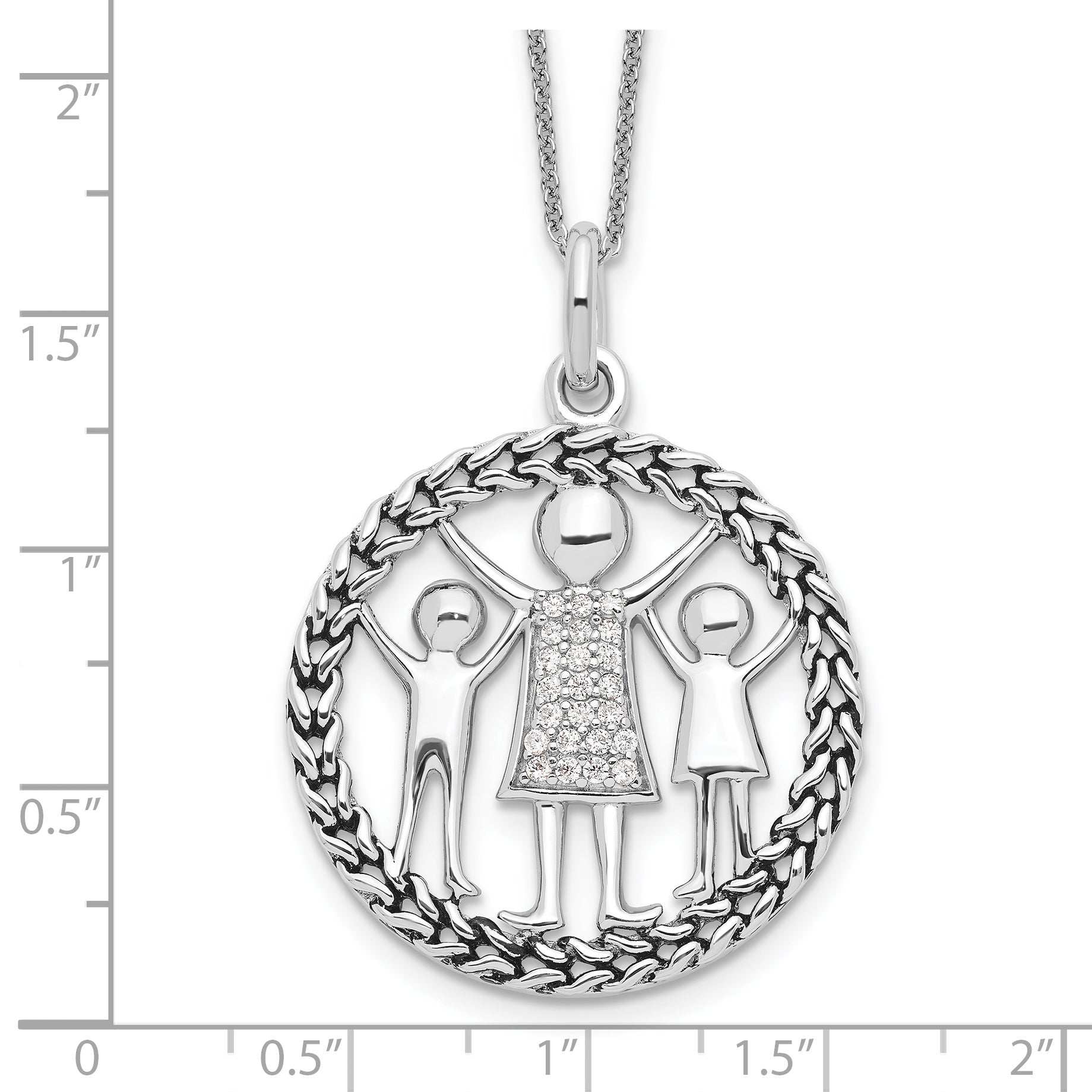 Sentimental Expressions Sterling Silver Rhodium-plated Antiqued Knitted Together By Love 18in Necklace