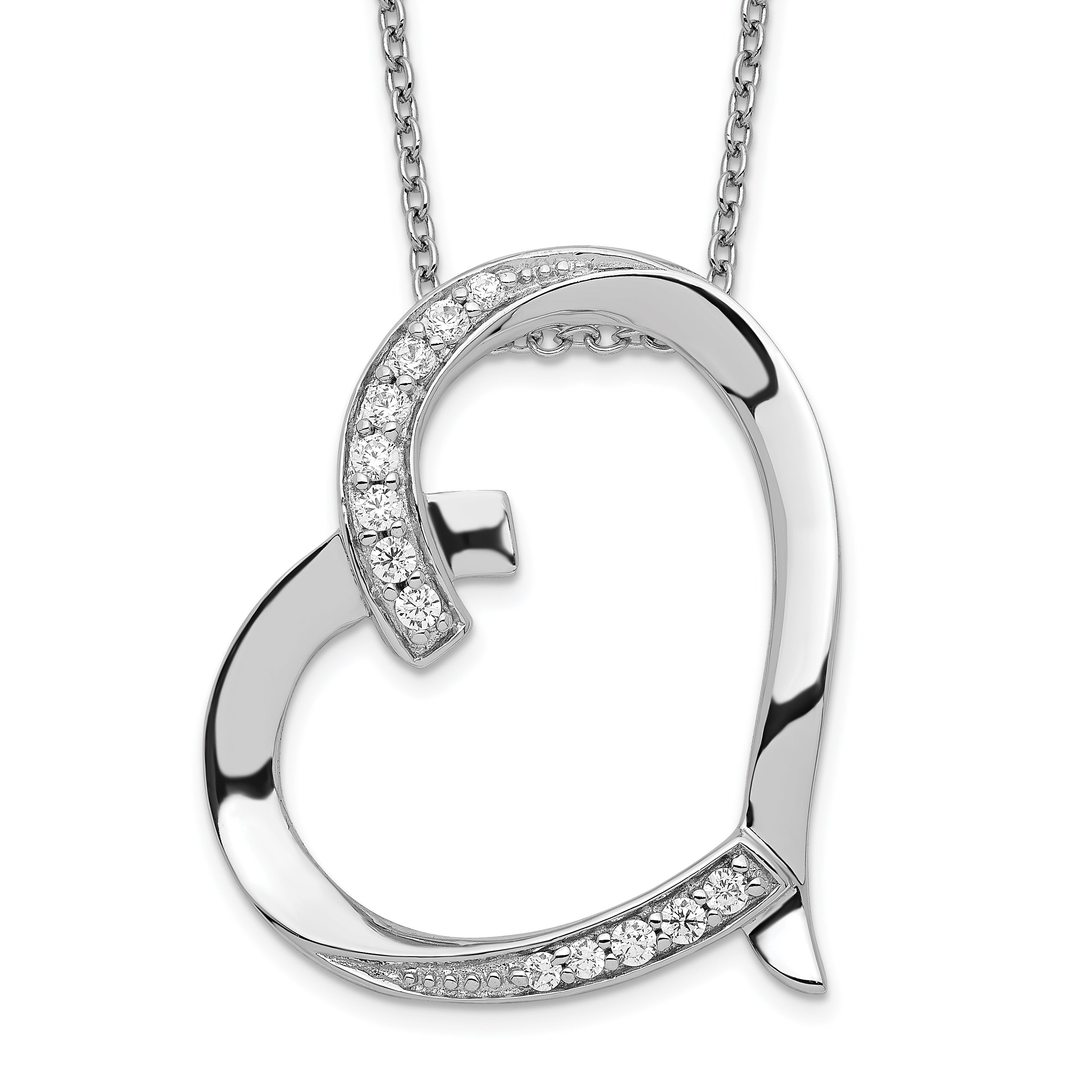 Sentimental Expressions Sterling Silver Rhodium-plated Antiqued CZ Love You Mom 18in Necklace