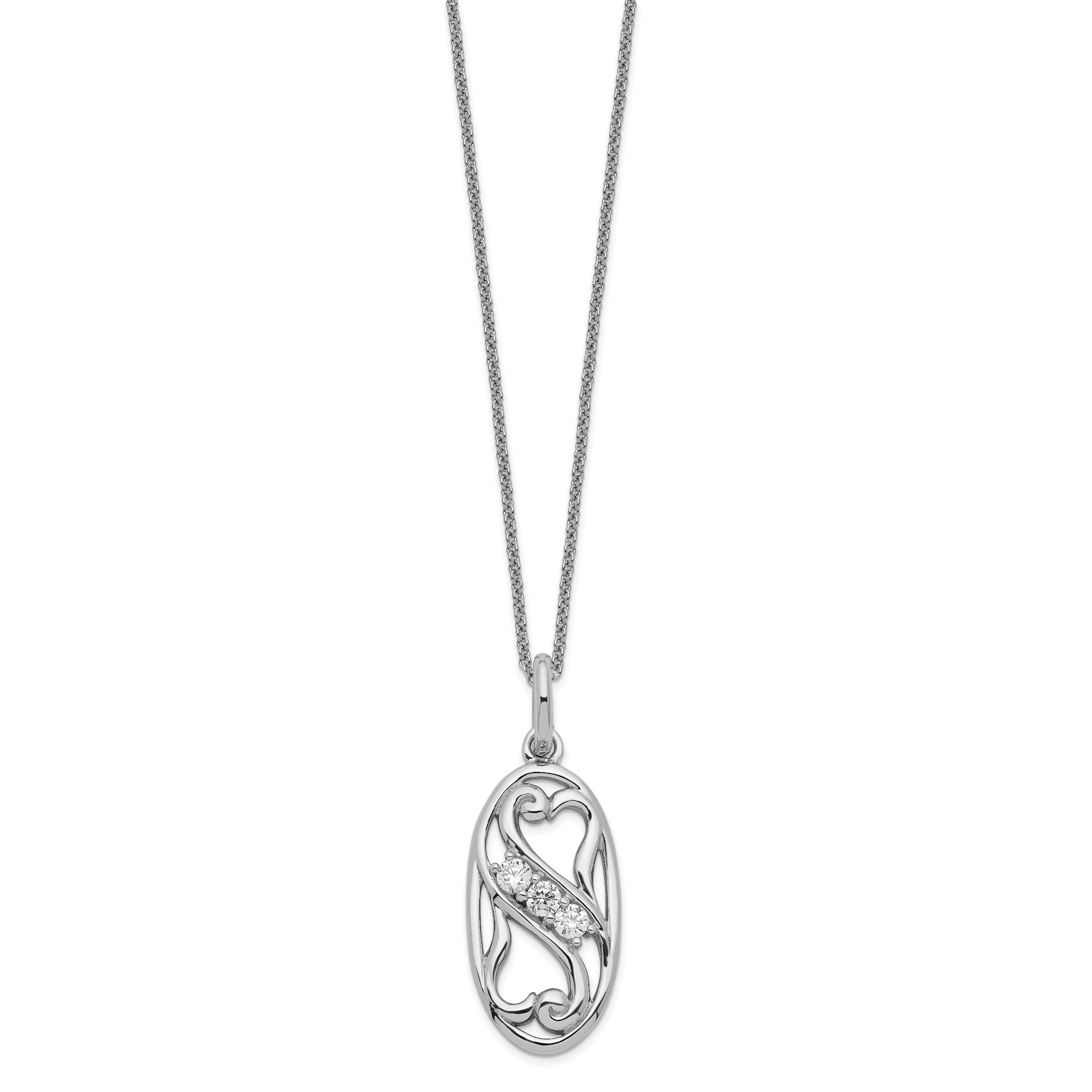 Sentimental Expressions Sterling Silver Rhodium-plated CZ Best Friends Forever 18in Necklace