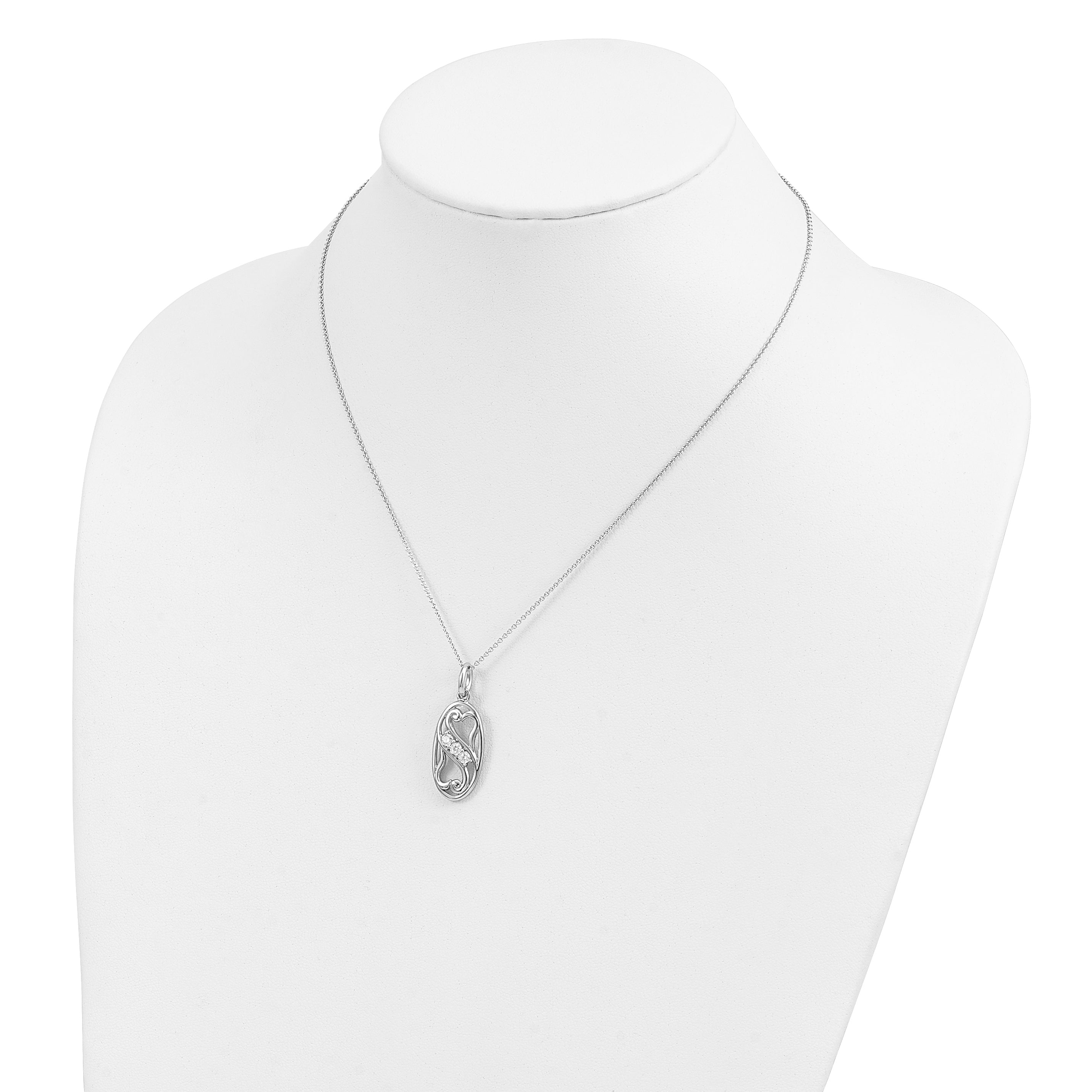 Sentimental Expressions Sterling Silver Rhodium-plated CZ Best Friends Forever 18in Necklace