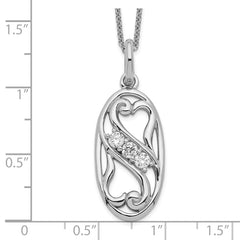 Sentimental Expressions Sterling Silver Rhodium-plated CZ Best Friends Forever 18in Necklace