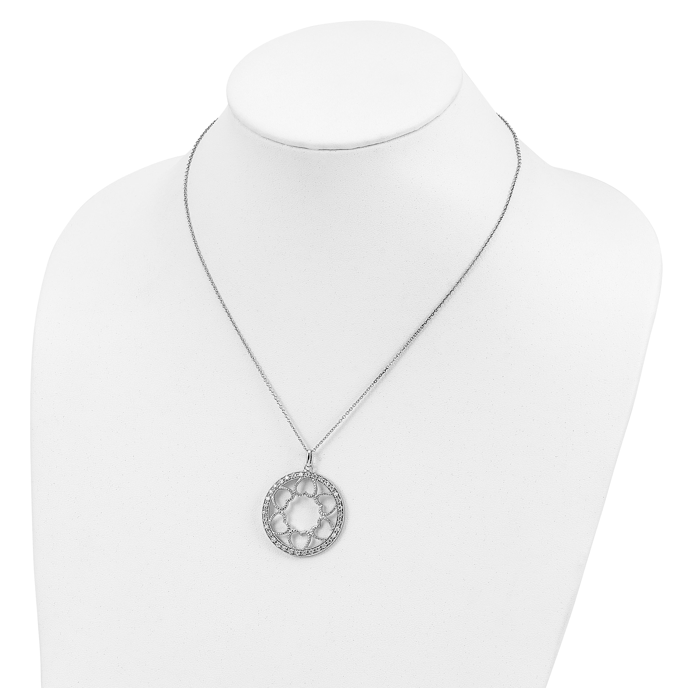 Sentimental Expressions Sterling Silver Rhodium-plated CZ Fullness Of Blessings 18in Necklace