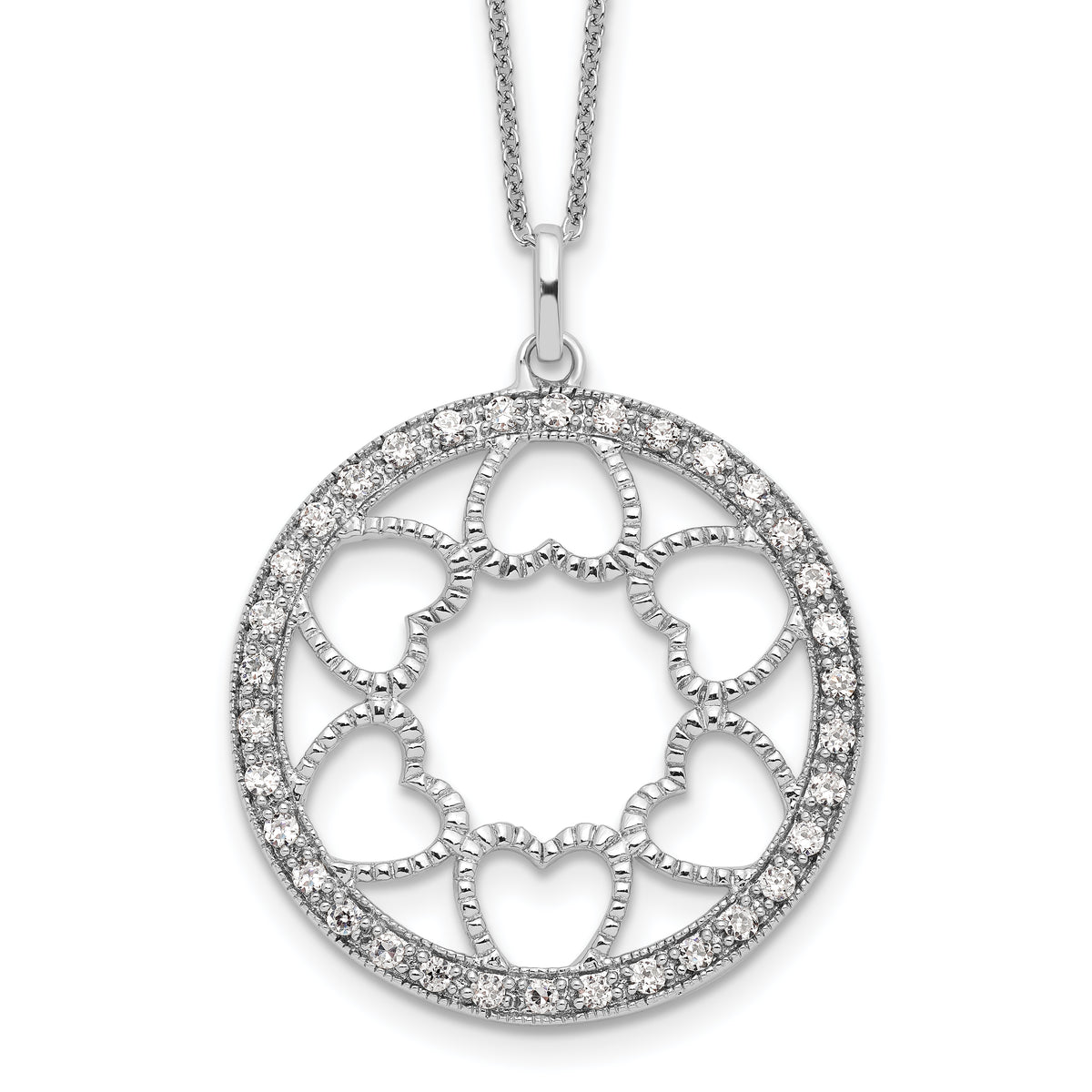 Sentimental Expressions Sterling Silver Rhodium-plated CZ Fullness Of Blessings 18in Necklace