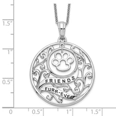 Sentimental Expressions Sterling Silver Rhodium-plated Antiqued Animal Friends-Dog 18in Necklace