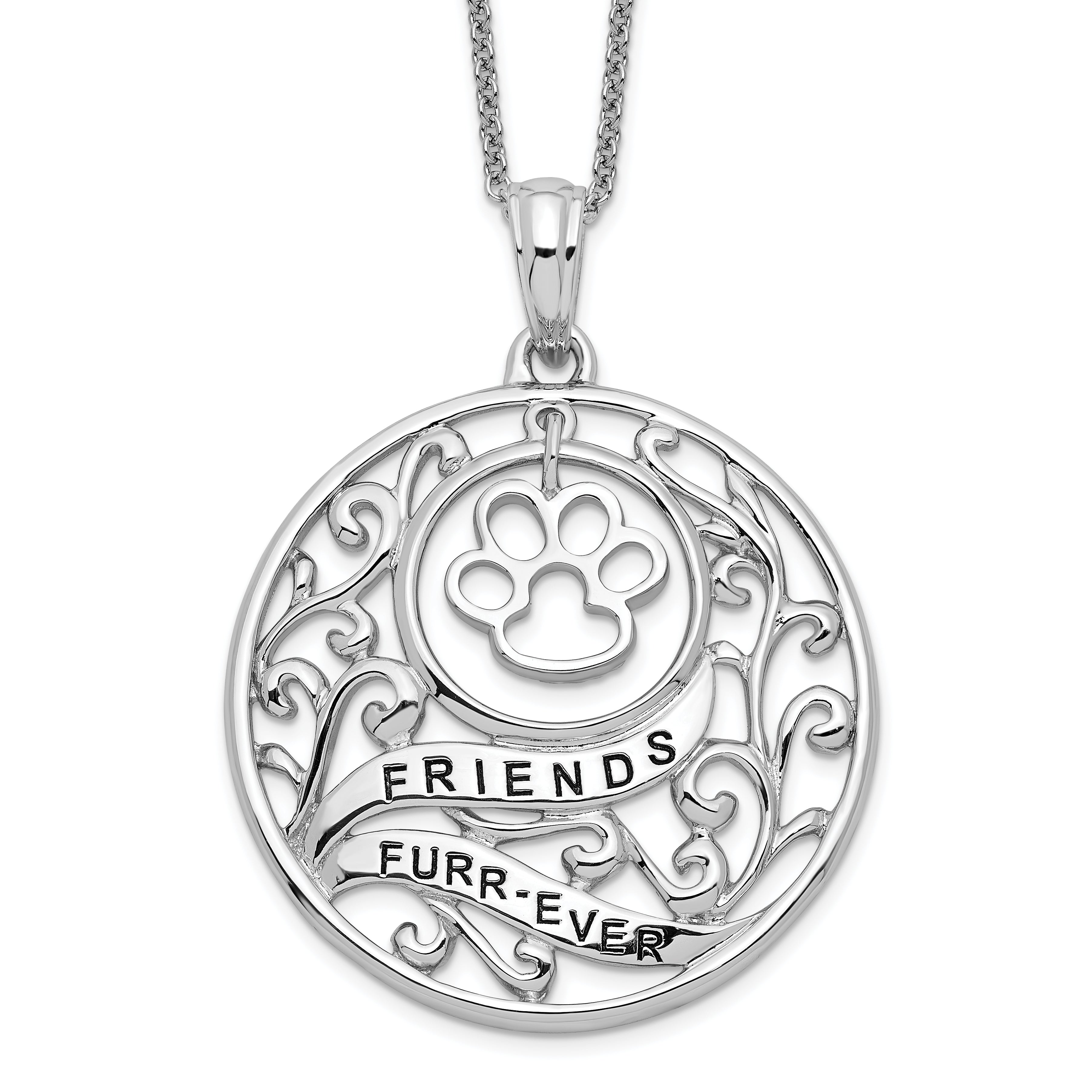 Sentimental Expressions Sterling Silver Rhodium-plated Antiqued Animal Friends-Dog 18in Necklace