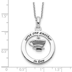 Sentimental Expressions Sterling Silver Rhodium-plated Antiqued Serve One Another 18in Necklace