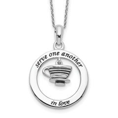 Sentimental Expressions Sterling Silver Rhodium-plated Antiqued Serve One Another 18in Necklace