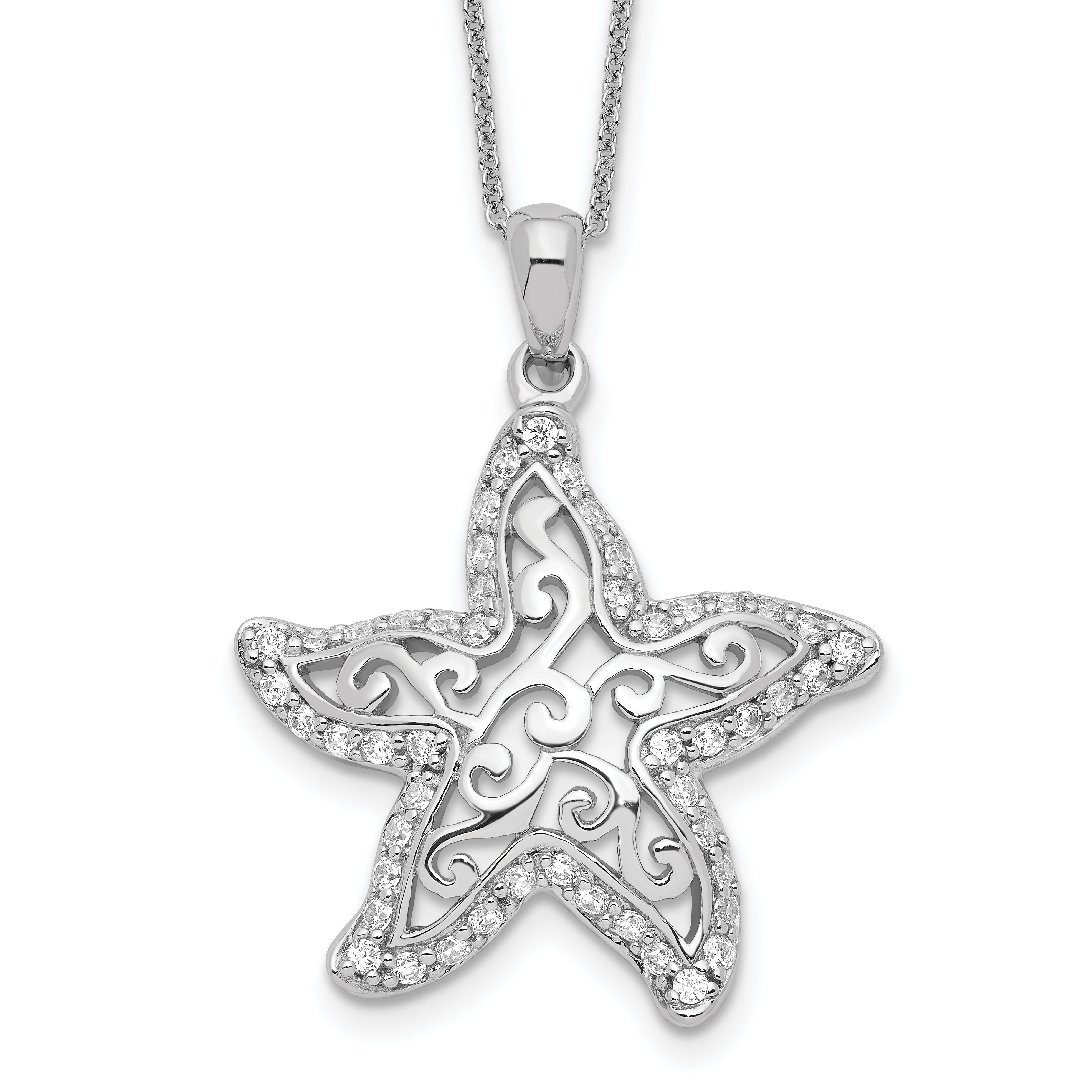 Sentimental Expressions Sterling Silver Rhodium-plated CZ Make A Difference 18in Necklace