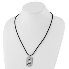 Sentimental Expressions Sterling Silver Polished & Enameled Embrace Hope Dogtag Rubber Cord w/ 2in ext Necklace