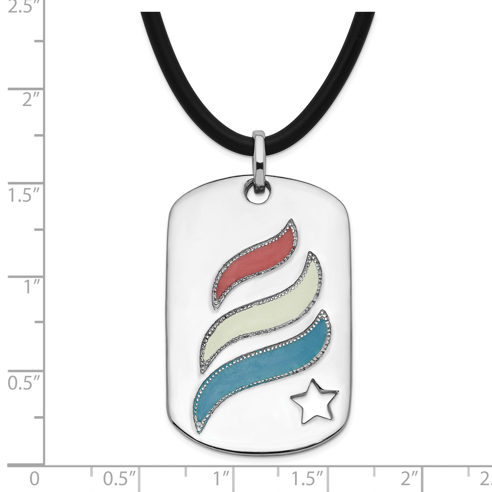 Sentimental Expressions Sterling Silver Polished & Enameled Embrace Hope Dogtag Rubber Cord w/ 2in ext Necklace