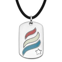 Sentimental Expressions Sterling Silver Polished & Enameled Embrace Hope Dogtag Rubber Cord w/ 2in ext Necklace