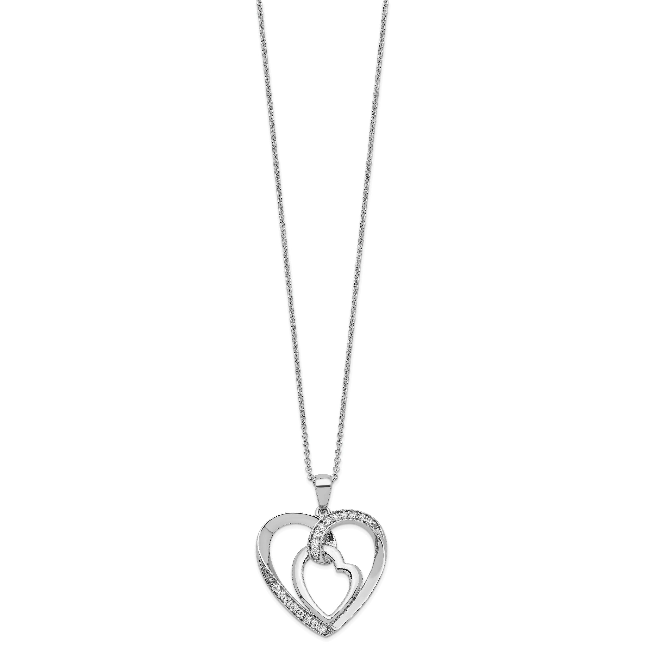 Sentimental Expressions Sterling Silver Rhodium-plated Innerconnected CZ My Heart To Yours 18 inch Necklace with Poem Card