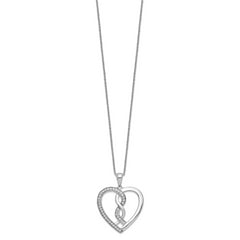 Sentimental Expressions Sterling Silver Rhodium-plated CZ Hearts Joined Together 18 inch Necklace with Poem Card