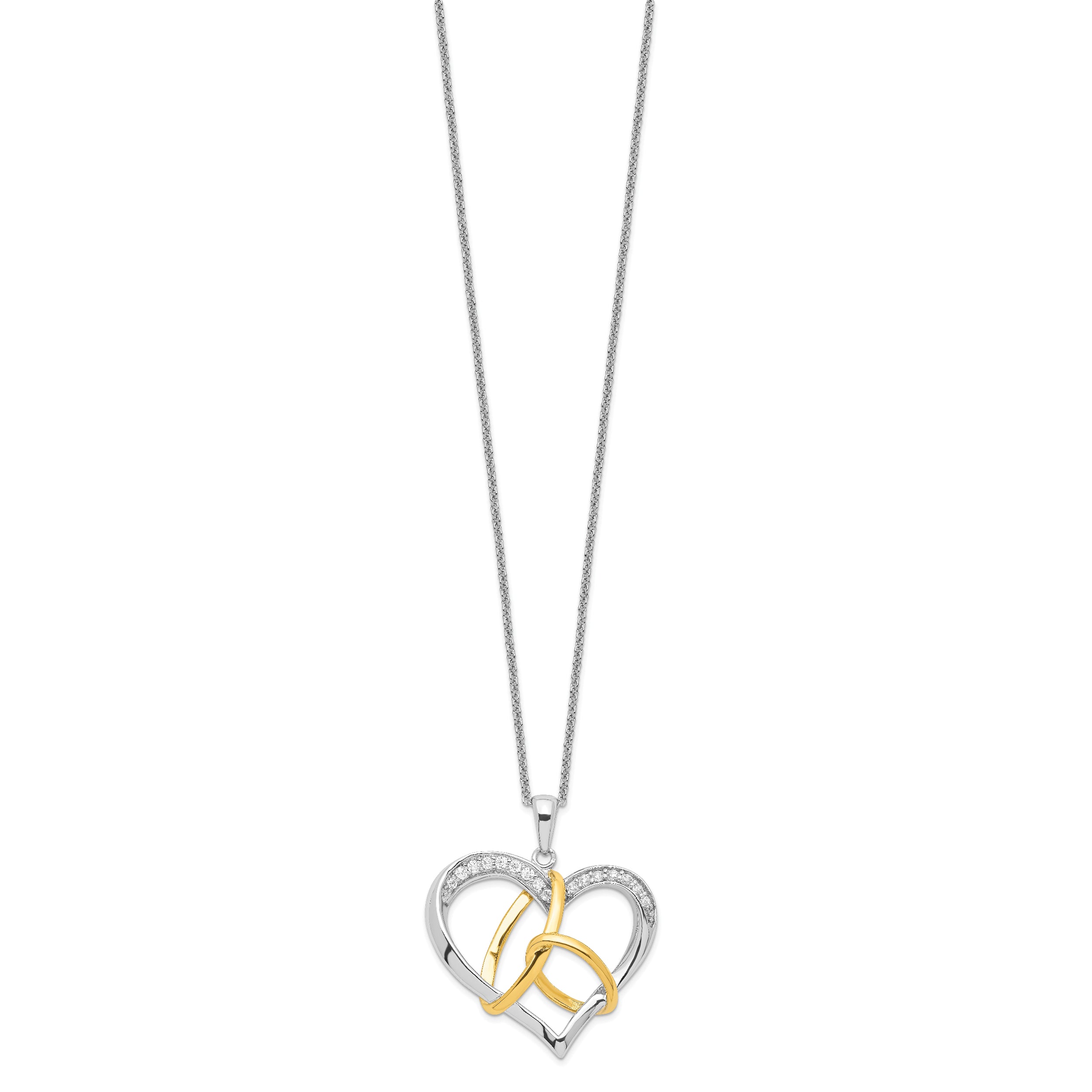 Sentimental Expressions Sterling Silver Gold-plated CZ To Have And To Hold 18in Necklace