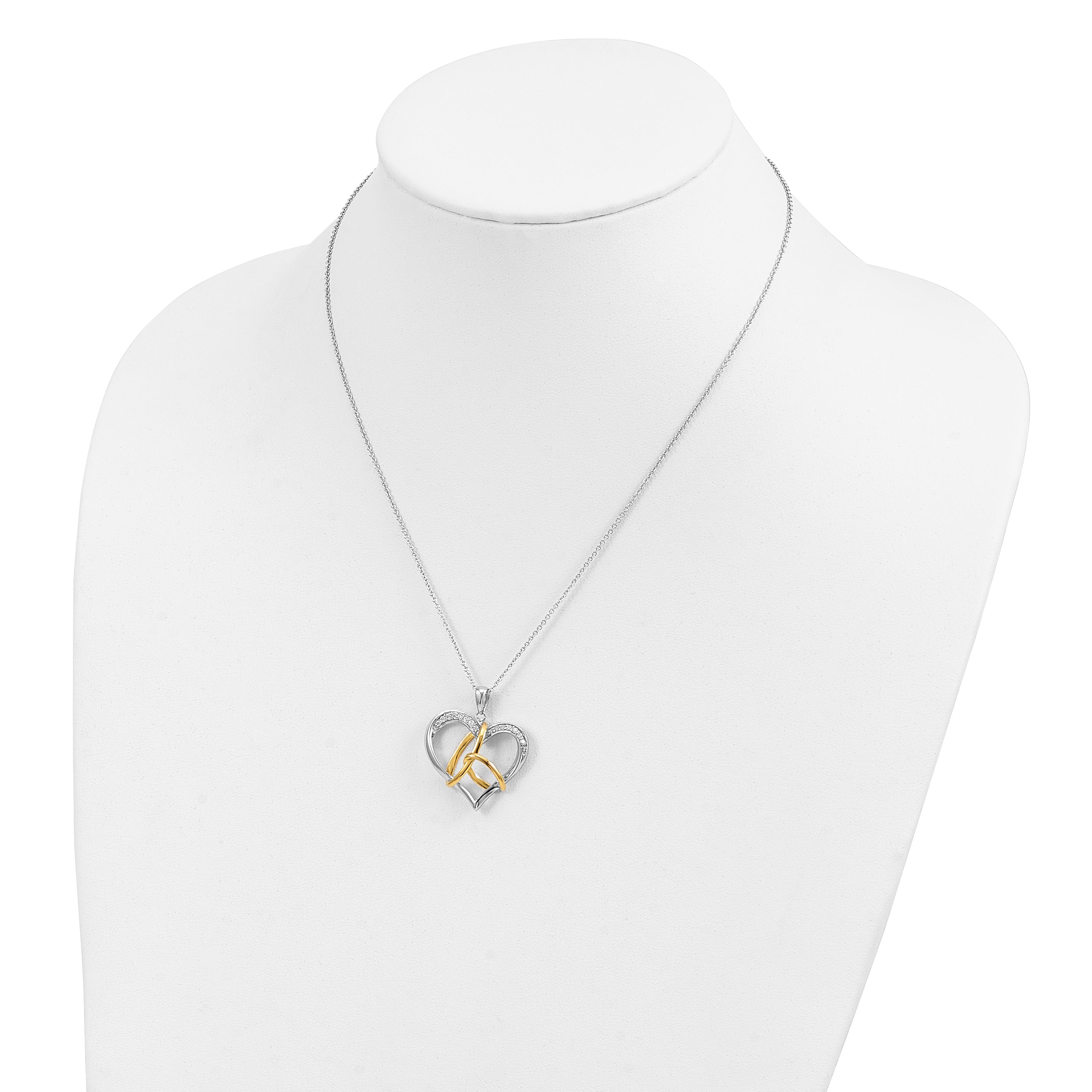 Sentimental Expressions Sterling Silver Gold-plated CZ To Have And To Hold 18in Necklace