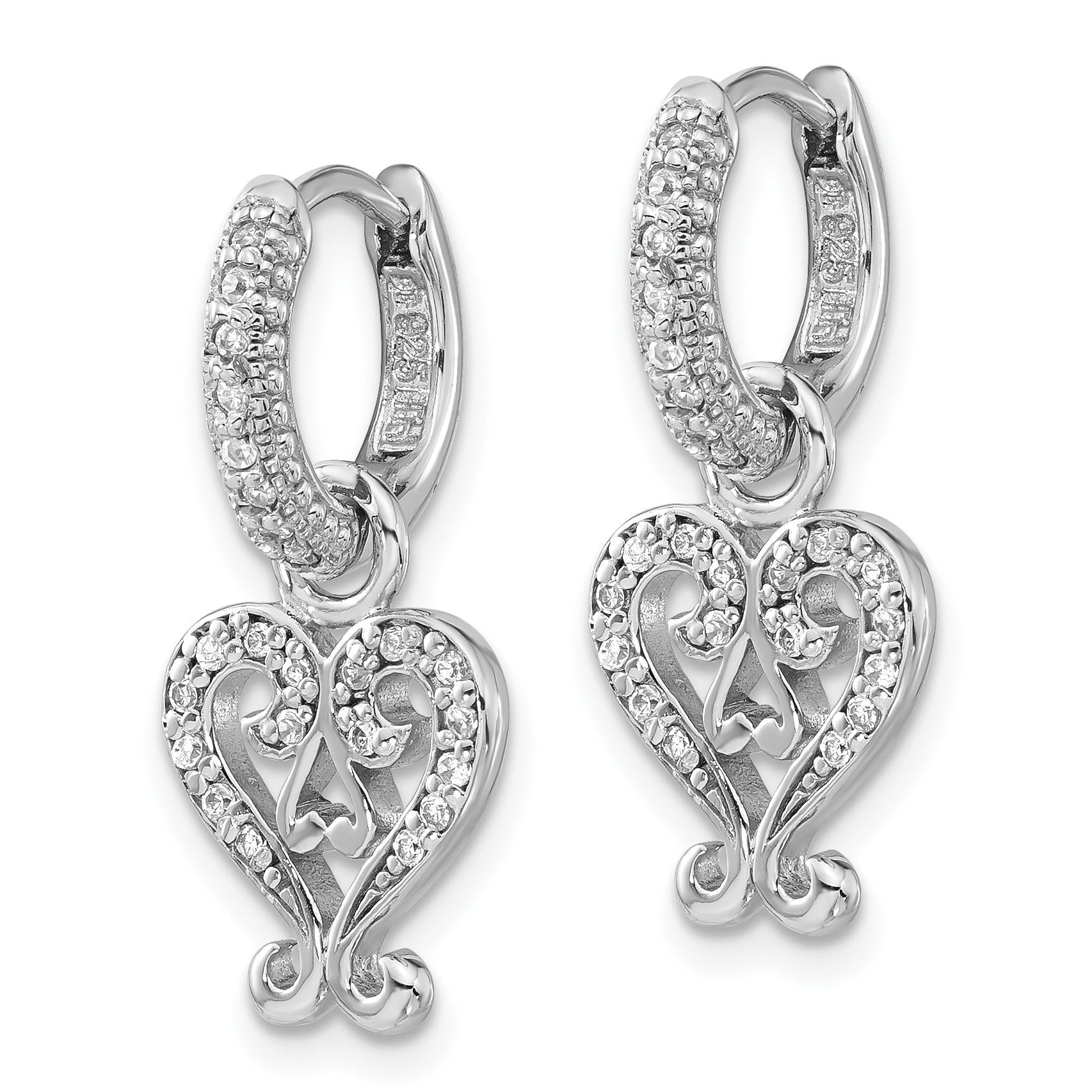 Sophia Jewelers Sterling Silver CZ Heart Hoop Earrings  Gift Ready Elegance