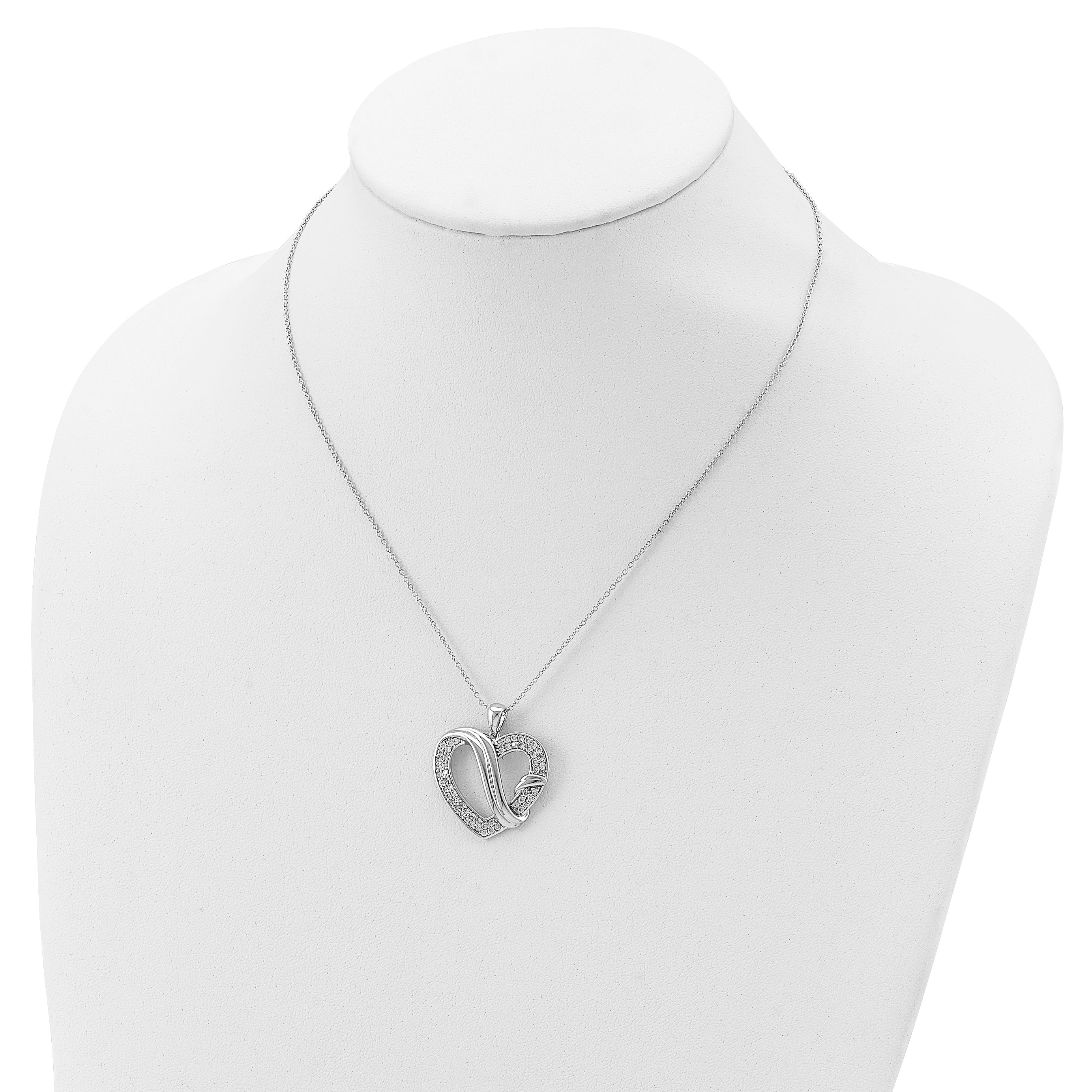 Sentimental Expressions Sterling Silver Rhodium-plated CZ Forever Grateful 18in Necklace