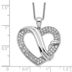 Sentimental Expressions Sterling Silver Rhodium-plated CZ Forever Grateful 18in Necklace