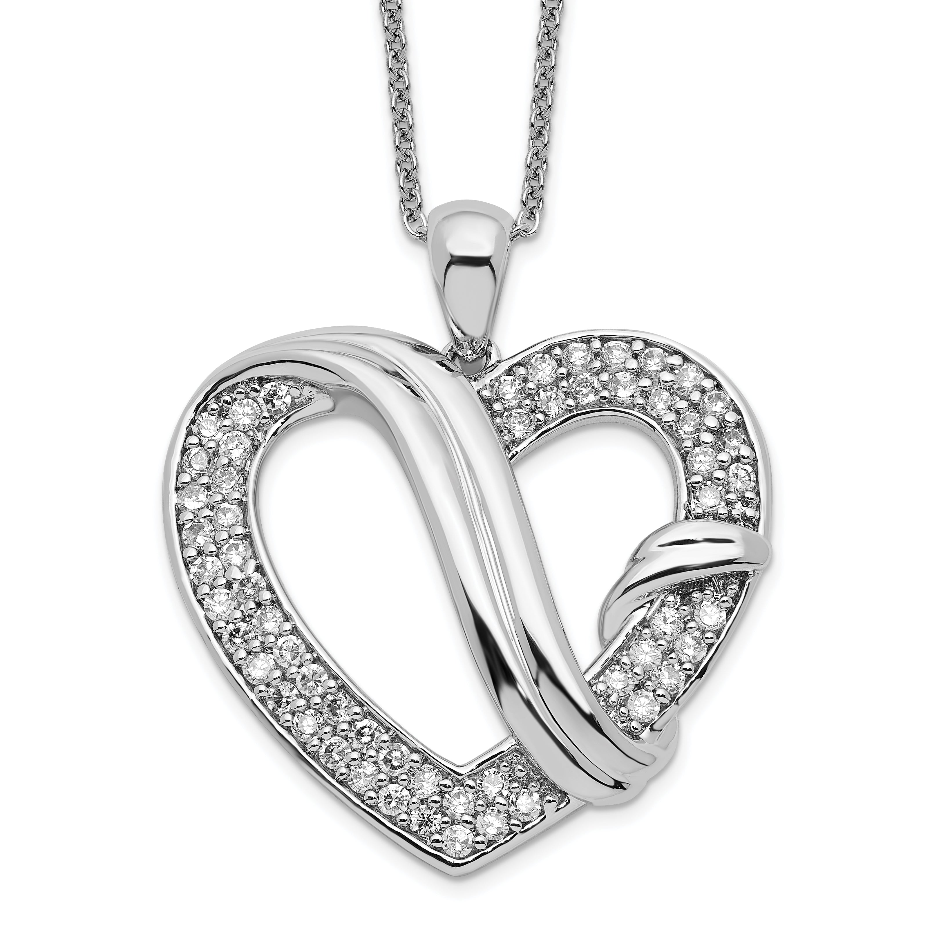 Sentimental Expressions Sterling Silver Rhodium-plated CZ Forever Grateful 18in Necklace