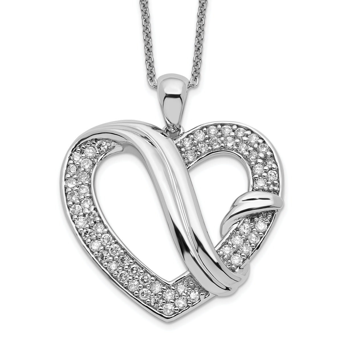 Sentimental Expressions Sterling Silver Rhodium-plated CZ Forever Grateful 18in Necklace