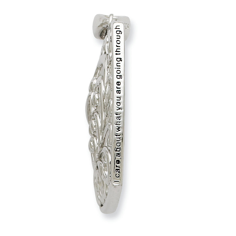 Sentimental Expressions Sterling Silver Rhodium-plated I Care About What You Are Going Through 18 Necklace