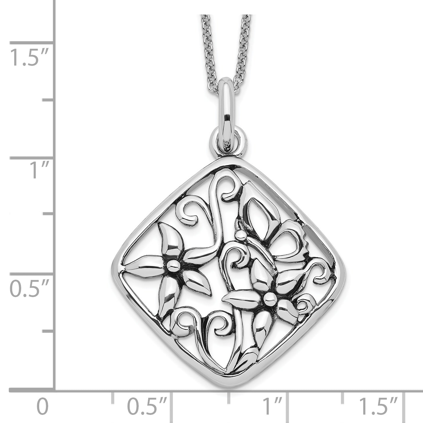 Sentimental Expressions Sterling Silver Rhodium-plated Antiqued I Appreciate You Mom 18in Necklace