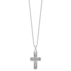 Sentimental Expressions Sterling Silver  Rhodium-plated Antiqued Cross Ash Holder 18 Inch Necklace