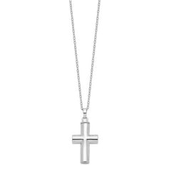 Sentimental Expressions Sterling Silver  Rhodium-plated Antiqued Cross Ash Holder 18 Inch Necklace