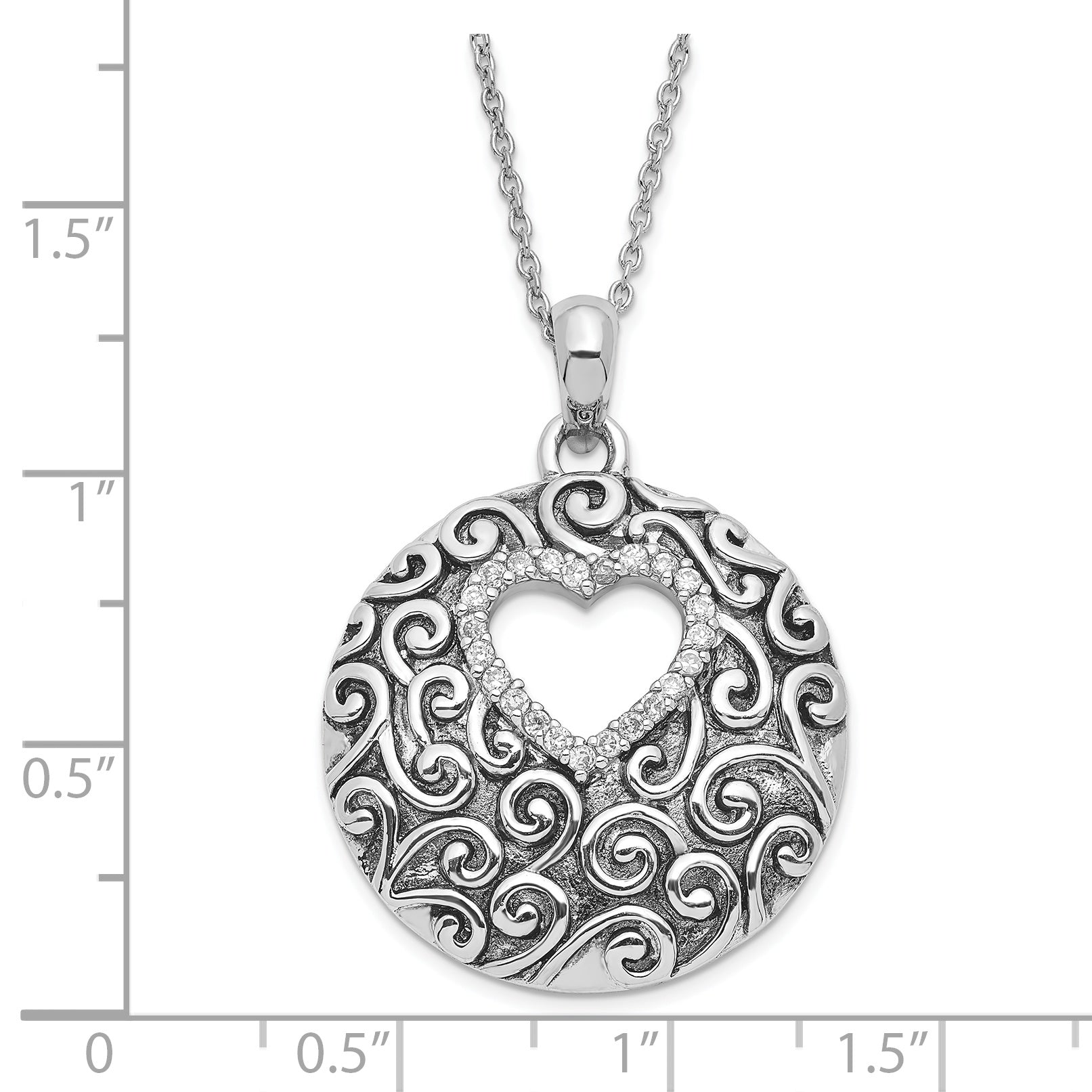 Sterling Silver Antiqued CZ The Heart Of A Family Heart Necklace